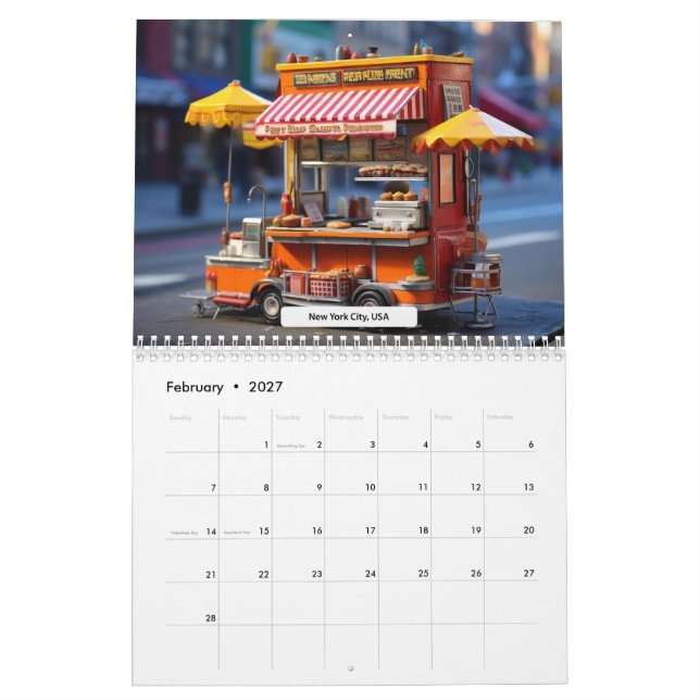 Weltstraßen im Miniaturkalender Kalender (Feb 2027)