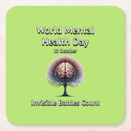 Welttag der psychischen Gesundheit. Unsichtbare Sc Rechteckiger Pappuntersetzer