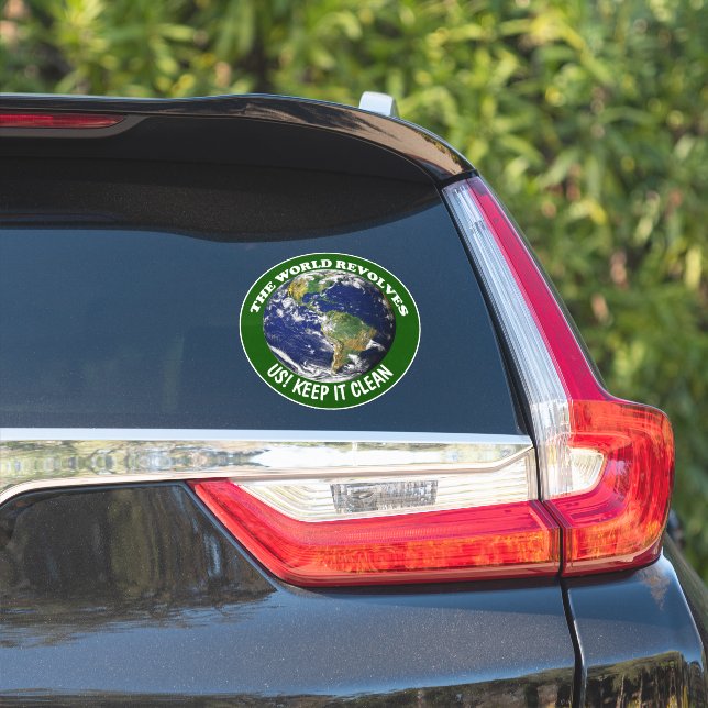 Weltumdrehungen um uns Behielt es Clean Large Viny Aufkleber (Auto Seite)