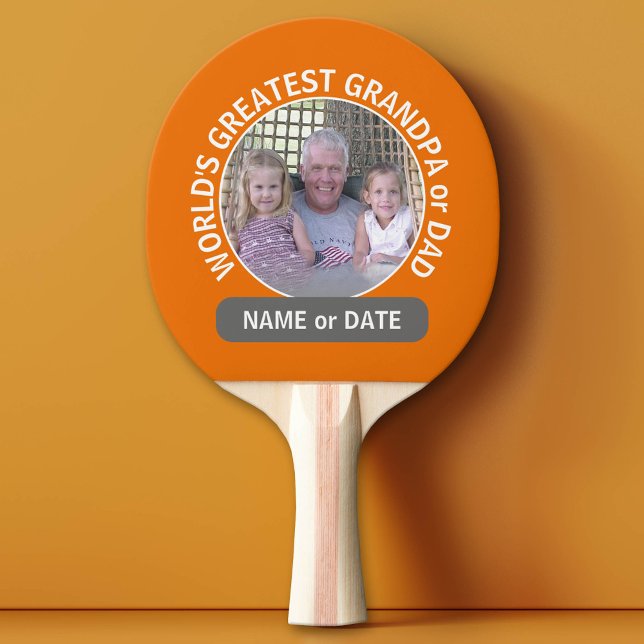 Weltweit am größten mit Foto und Sondertext - oran Tischtennis Schläger (Custom Ping Pong Paddle for Dad)