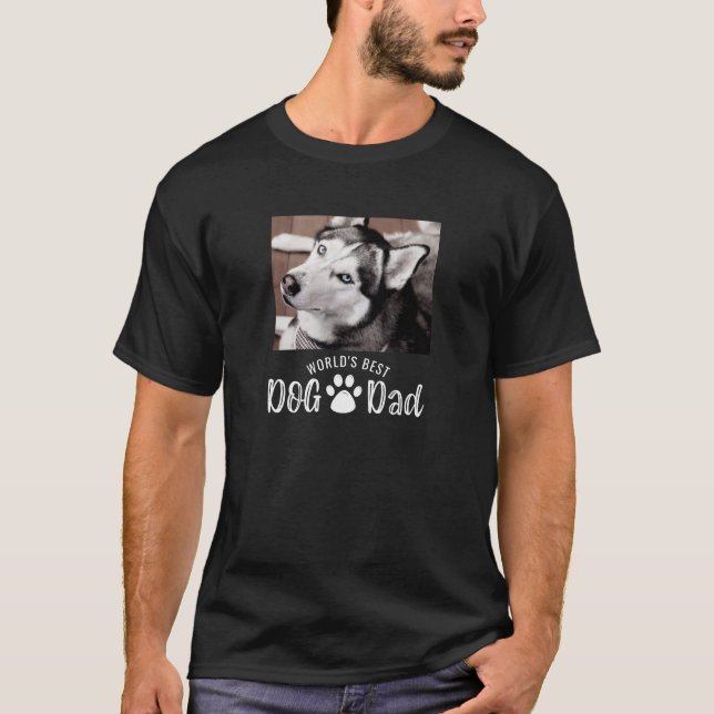 WELTWEIT BEST DOG VATER Foto Pad Schwarz drucken T-Shirt (Vorderseite)