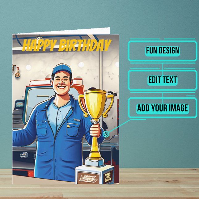 Weltweit bester Werktag Karte (This fun card is specifically for the mechanic friend in your life.)