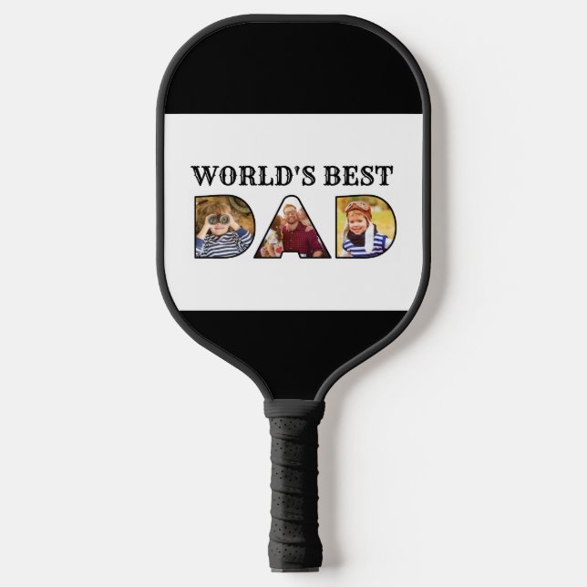 Weltweit bestes Vater-Zitat 3 - FotoCollage Pickleball Schläger (Vorderseite)