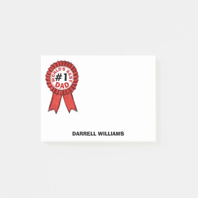 Weltweit bestes Vater Zitat Red Ribbon 4x3 Post-it Klebezettel (Vorderseite)