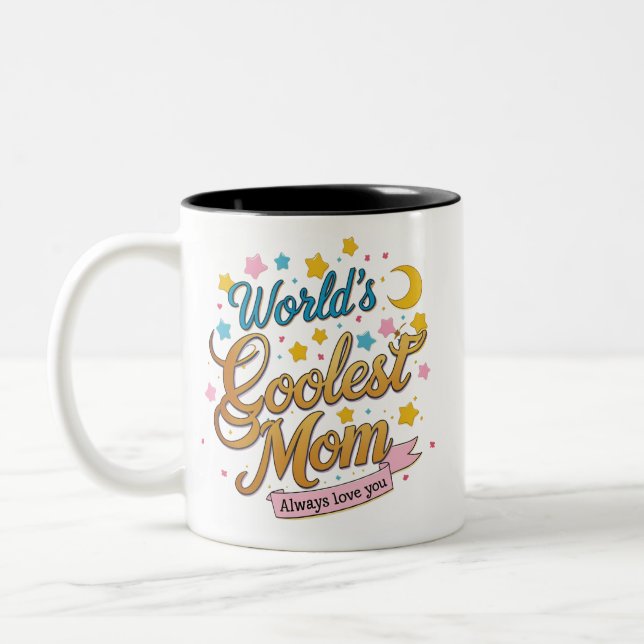 Weltweit Coolste Mama Niedliche Zwei-Tone-Kaffee-T Zweifarbige Tasse (Links)