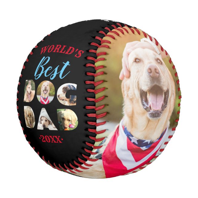 Weltweit das beste Dog Vater Zitat Foto Collage Bl Baseball (Schrägansicht)