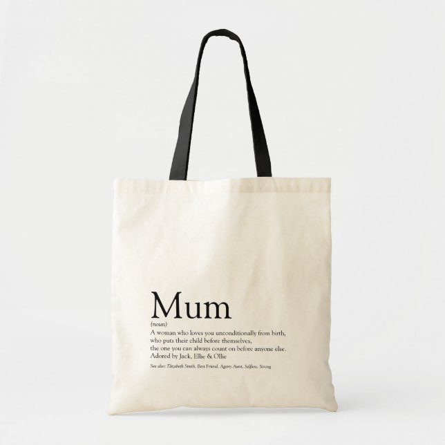 Weltweit das beste Mum Definition Zitat der Modern Tragetasche (Vorne)