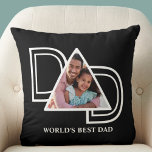 Weltweit der beste Vater-Tag des benutzerdefiniert Kissen<br><div class="desc">Dieses Foto-Kissen der Welt bester Vater ist mit dem Wort VATER in weißer Typografie auf schwarzem Hintergrund dekoriert. Einfach mit Ihrem Foto anpassbar. Macht ein perfektes Vatertagsgeschenk.</div>