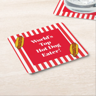 Weltweit führender Hot Dog Eater Food Eating Conte Rechteckiger Pappuntersetzer