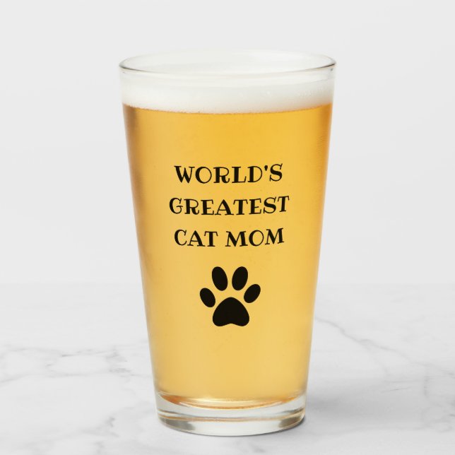 Weltweit größter Katzentext-Mama Personalisiert Glas (Vorne (Gefüllt))