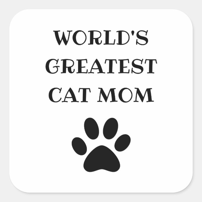 Weltweit größter Katzentext-Mama Personalisiert Quadratischer Aufkleber (Vorderseite)