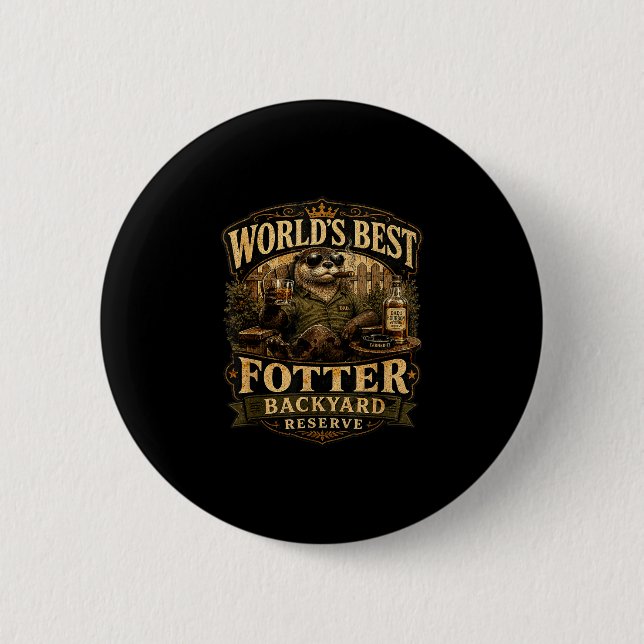 Weltweit lustigster Otter Hinterhof-Vater Wortspie Button (Vorderseite)