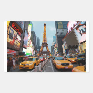 Weltweit vermischt - New York City & Paris Rechteckiger Aufkleber