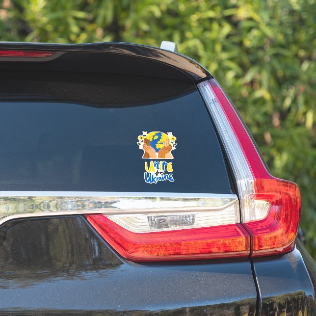 Weltweite Einheit für Ukraine Aufkleber (Auto Seite)