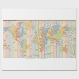 Weltweite Karte der Zeitzonen Geschenkpapier