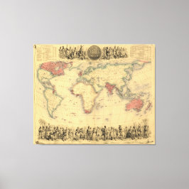 Weltweite Karte des britischen Empire aus den 1850 Leinwanddruck