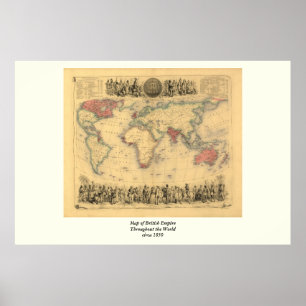 Weltweite Karte des britischen Empire aus den 1850 Poster