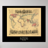 Weltweite Karte des britischen Empire aus den 1850