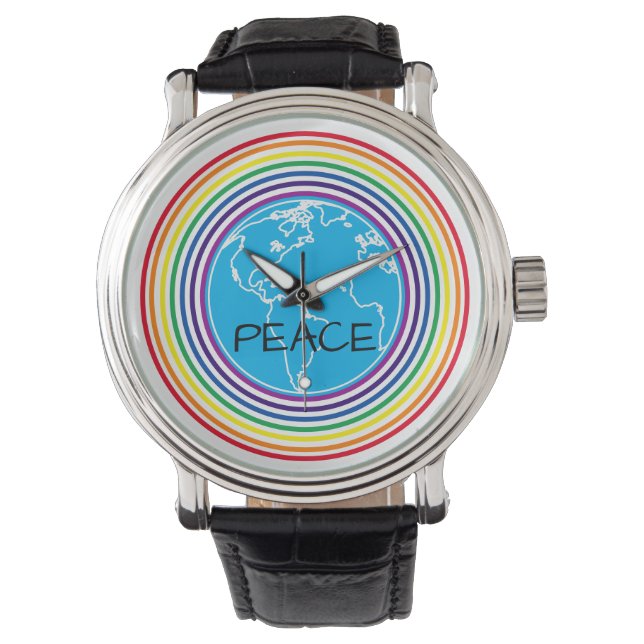 Weltweite Personalisierte Rainbow-Uhr Armbanduhr (Vorderseite)