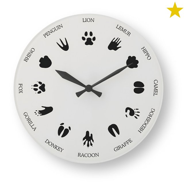 Weltweite Tierfährten Fußabdrücke Identifizierung Große Wanduhr (Von Creator hochgeladen)