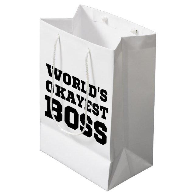 Weltweiter Superboss Mittlere Geschenktüte (Vorderseite Schrägansicht)