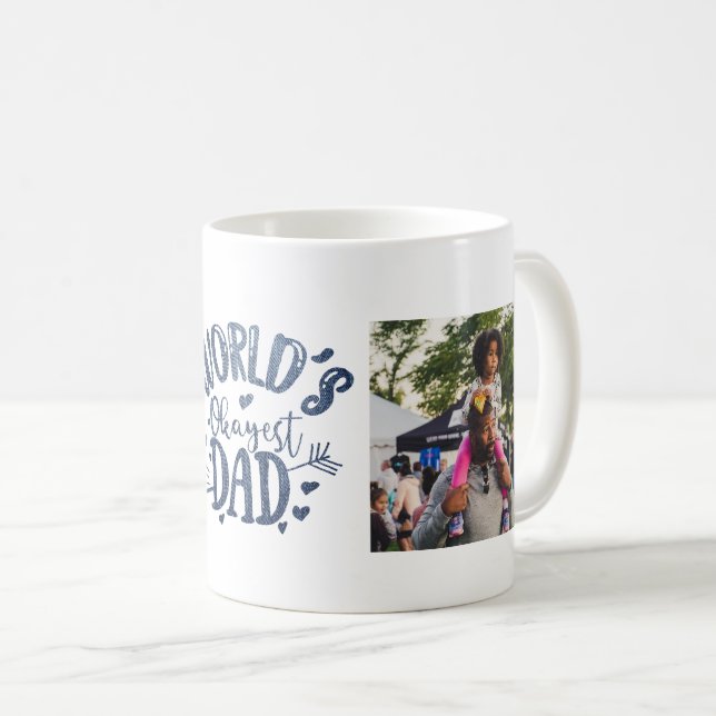Weltweiter Vater in Blue Denim 2 Foto Kaffeetasse (VorderseiteRechts)