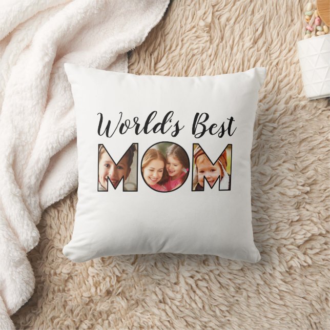 Weltweites bestes Zitat zur Mama 3 FotoCollage Kissen (Decke)
