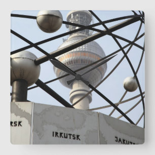 Weltzeituhr Fernsehturm Berlin Quadratische Wanduhr