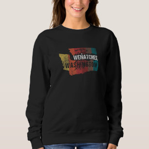 Wenatchee Washington Retro Staat Karte Männer Frau Sweatshirt
