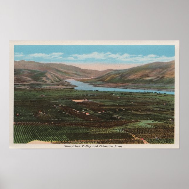Wenatchee, WAView of Valley & Columbia River Poster (Vorne)