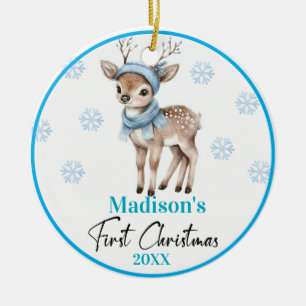 Wendbarer Rentier-Babys erstes Weihnachten & Schne Keramik Ornament