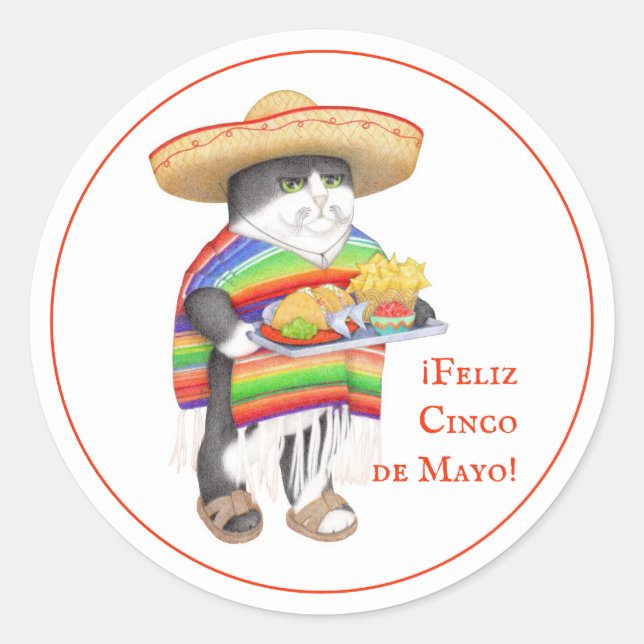 WENDELITO Cinco de Mayo Large Round Stickers (Vorderseite)