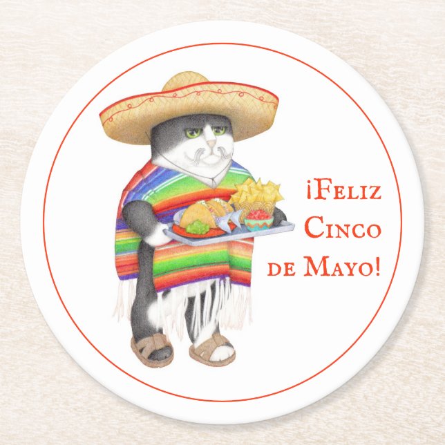 WENDELITO Cinco de Mayo Round Paper Untersetzer (Vorderseite)