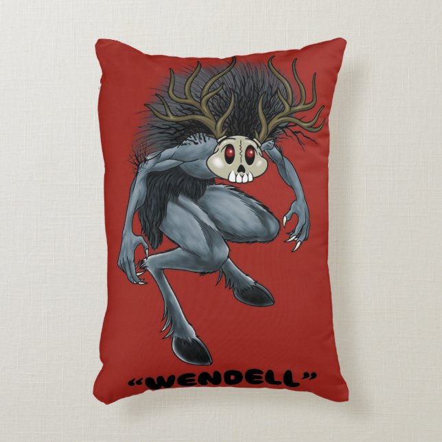 Wendigo ‚Wendell‘ Cryptid Dekokissen (Vorderseite(Vertikal))