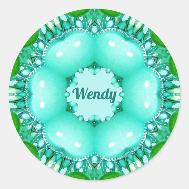 WENDY ~ Helles Abstraktes Fraktal Muster ~ Klassis Runder Aufkleber (Vorderseite)