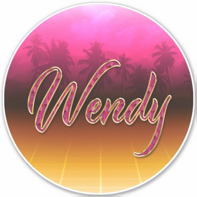 Wendy Prénom Golden Pink Autocollants (Devant)