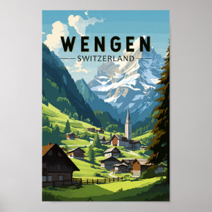 Wengen Schweiz Reisen Vintag Poster
