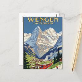 Wengen Schweiz Reisen Vintag Postkarte