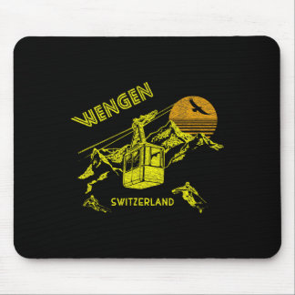 Wengen Schweiz Retro-Skiing-T-Shirt Mousepad