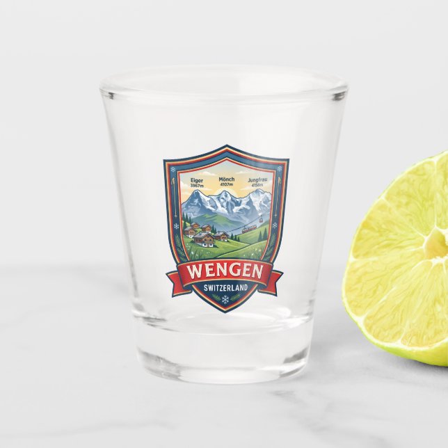 Wengen Schweiz Schnapsglas (Vorderseite)