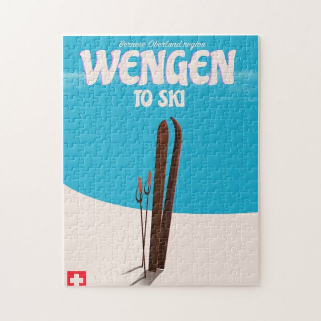 Wengen, Schweiz, Skiplakat (Vertikal)
