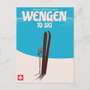 Wengen, Schweiz, Skiplakat Postkarte