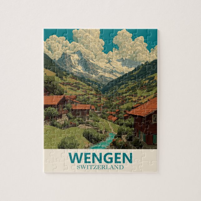 Wengen Schweiz Vintage Travel (Vertikal)