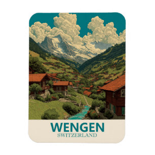 Wengen Schweiz Vintage Travel Magnet
