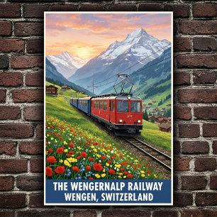 Wengen, Schweiz: Vintage Travel Poster der 60er Ja