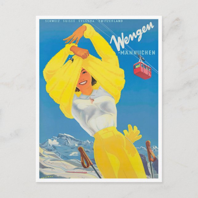 Wengen Suisse vintage Voyage Carte postale (Devant)