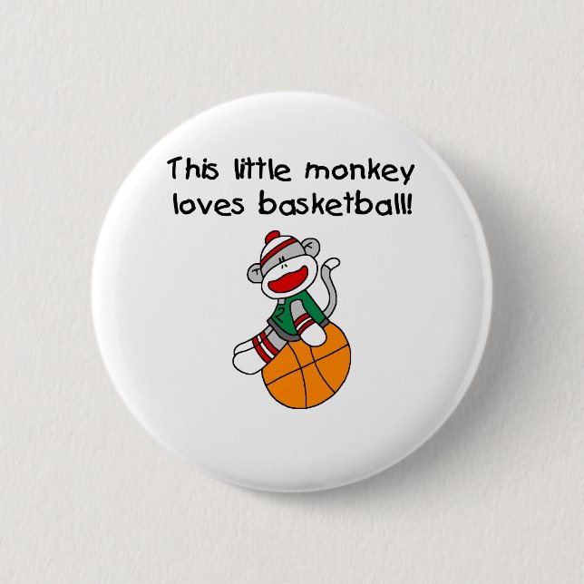 Wenig Affe-Liebe-Basketball Button (Vorderseite)