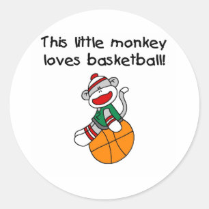 Wenig Affe-Liebe-Basketball Runder Aufkleber