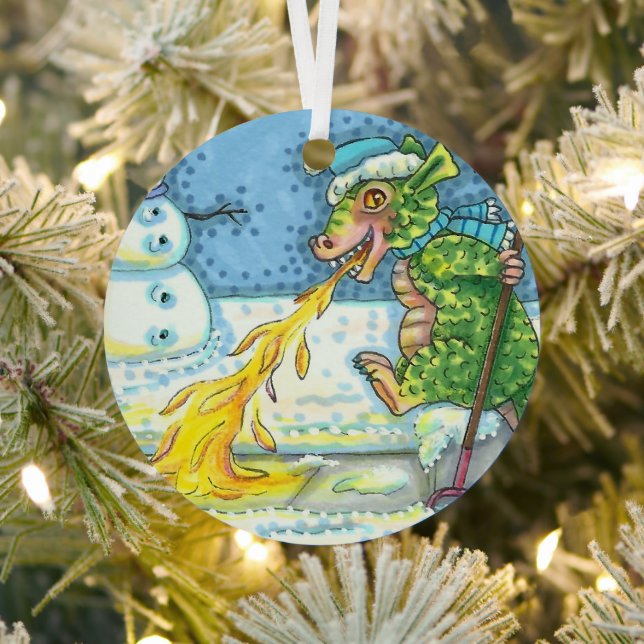 WENIG DRAGON MELTING & SHOVELING SNOW, NIEDLICH. ORNAMENT AUS METALL (InSitu)