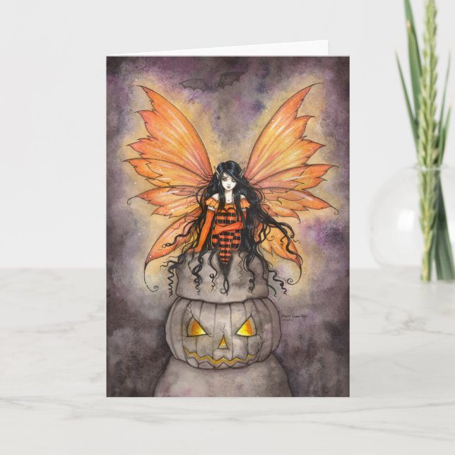 Wenig feenhafte Fantasie-gotische Kunst Halloweens Karte (Vorderseite)